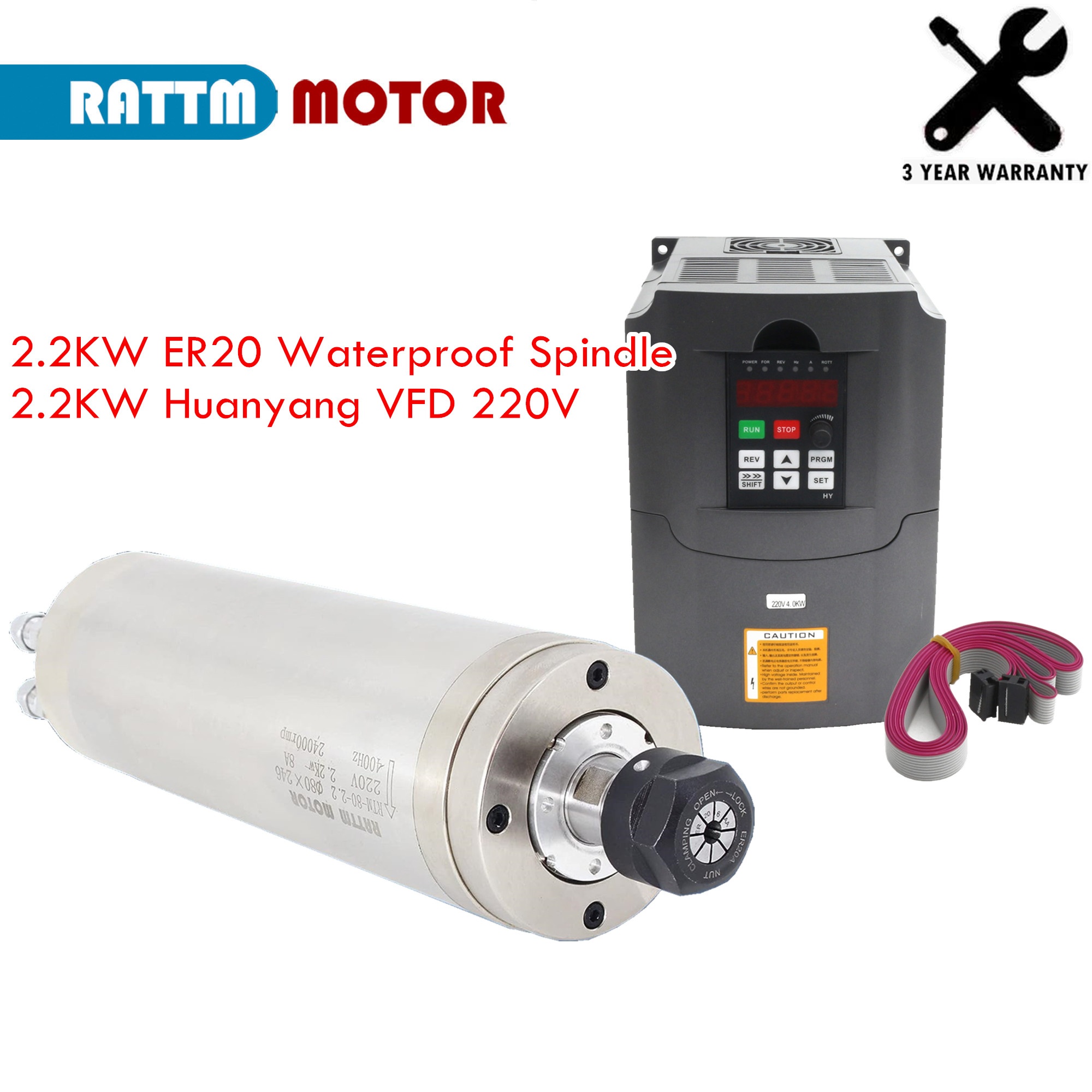 Waterproof Water Cooled CNC sp - 2.2Kw Water Cooled Spindle Kit Vfd recension och pris